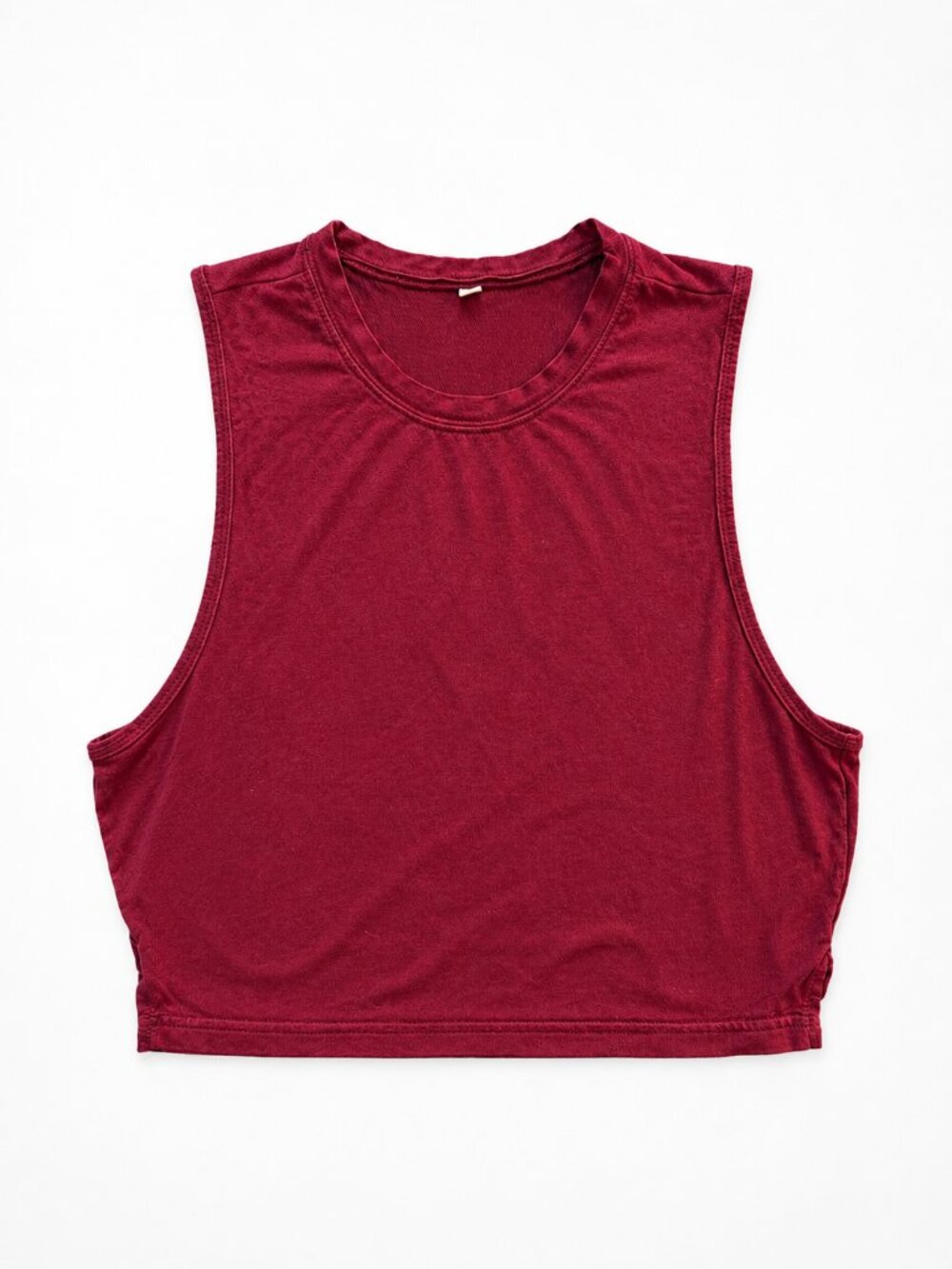 Wine Red Mesh Back Cropped Tank Top – Size Small